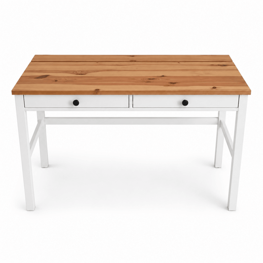 2-Drawer Writing Desk with Lift-Up Storage | Natural Wood & White - Al Thahani Furniture