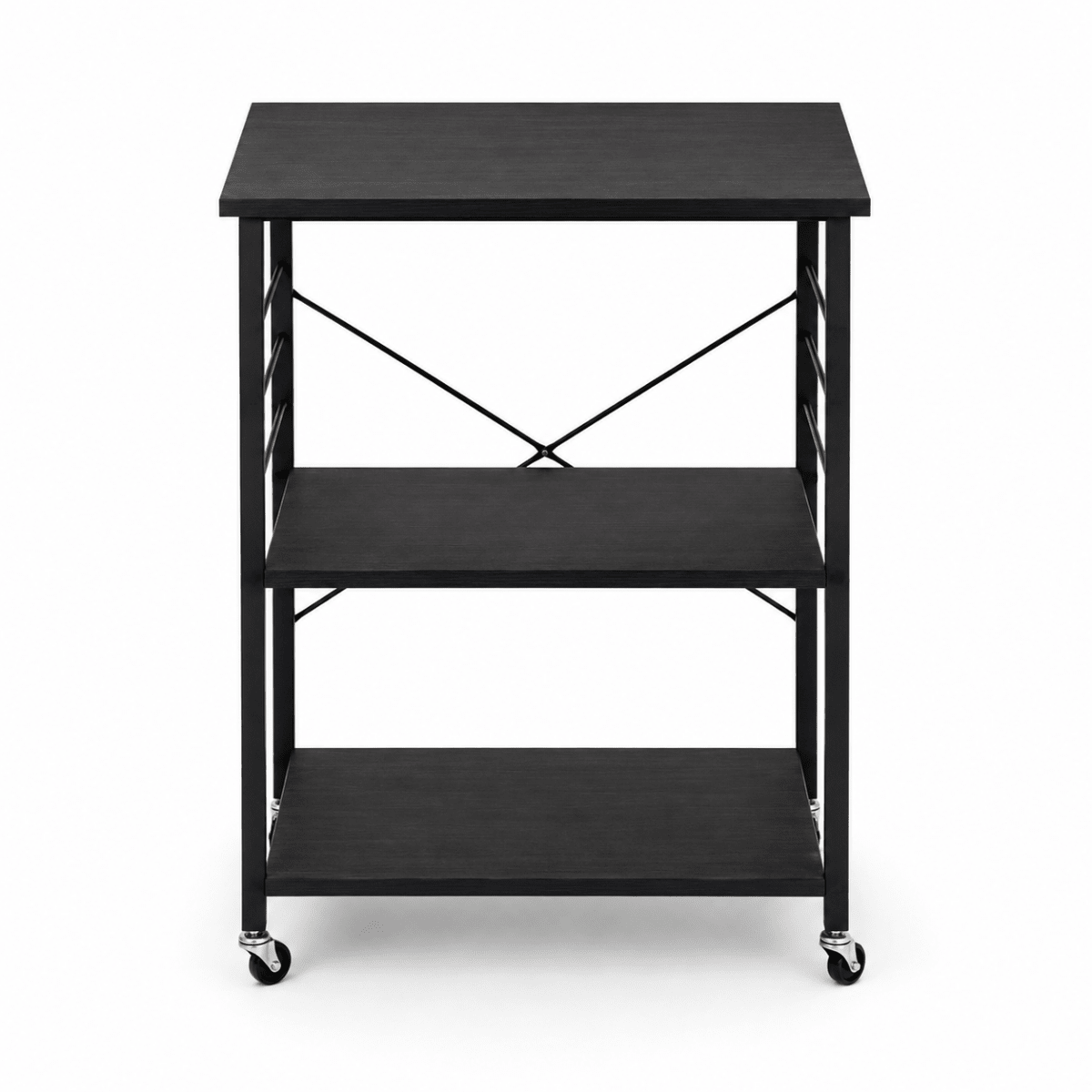 3-Tier Rolling Kitchen Storage Cart with Wheels – Black - Al Thahani Furniture