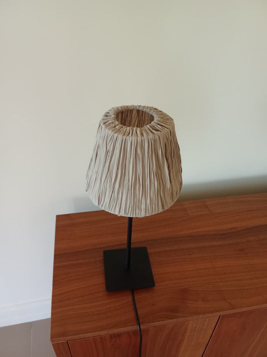 IKEA Table Lamp – Black Metal Base, Pleated Textile Shade