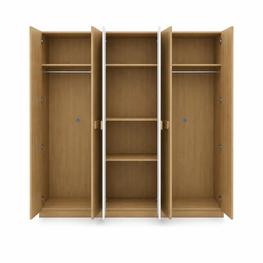 6 - Door Wardrobe | New Burly Wood & Beige Mat Finish - used 5 months - Al Thahani Furniture