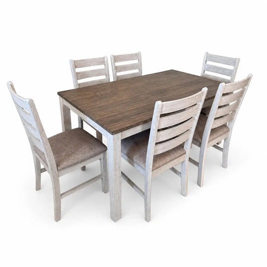 7-Piece Country-Chic Dining Room Set | Two-Tone - used 8 months - Al Thahani Furniture