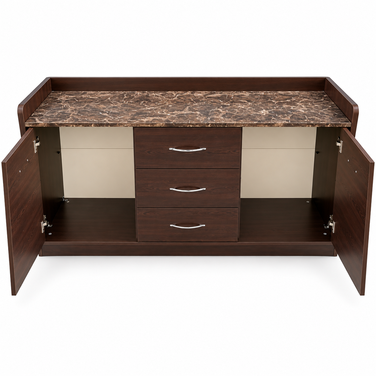 Home Box Arlington Marble Top Sideboard – Brown – 142.2 × 45.7 × 86.4 cm