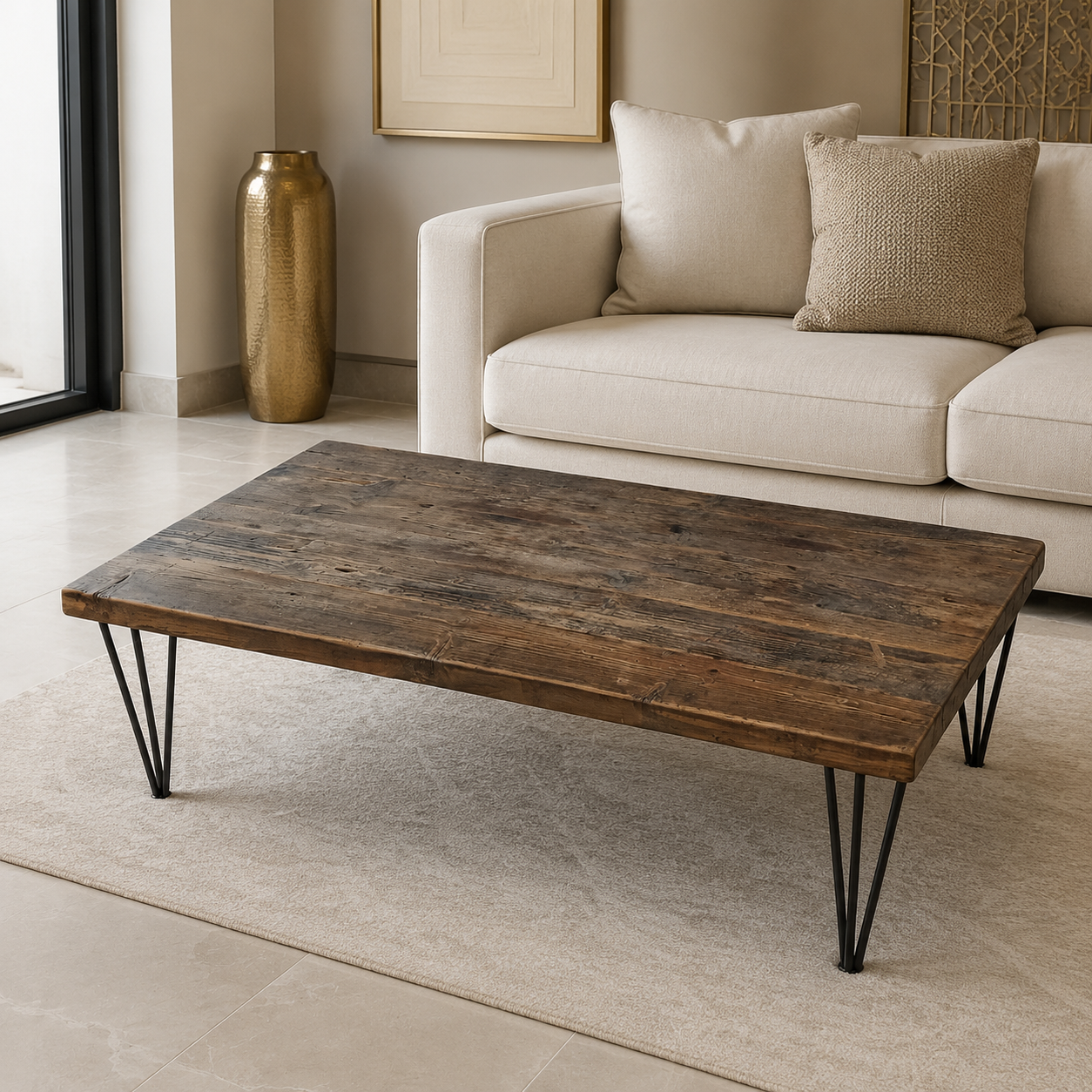 2XL Vintage Rustic Rectangular Center Table – 130 × 74 × 44 cm