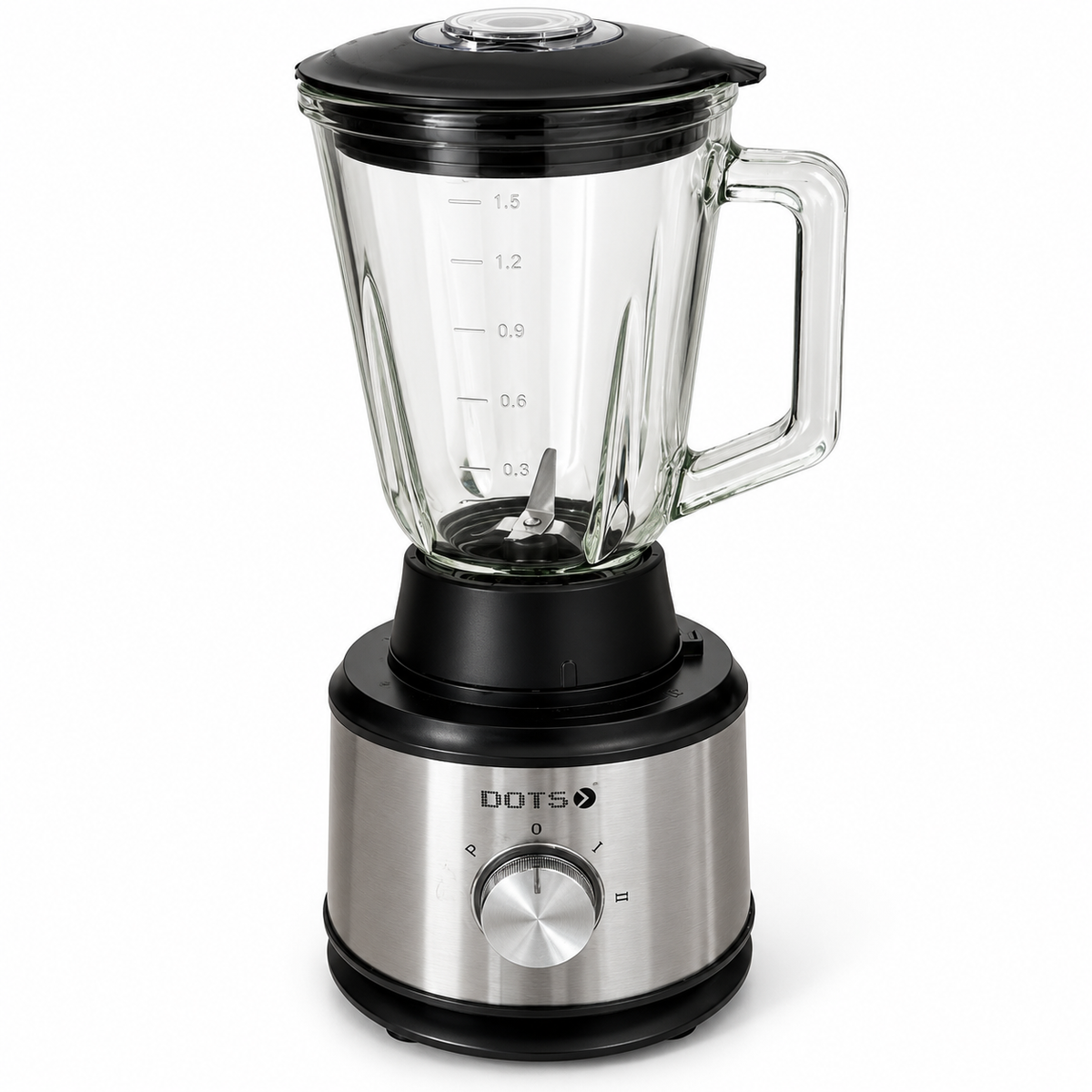 DOTS FPD-G518 800W Glass Jug Blender / Food Processor – 1.5L – Stainless Steel & Black