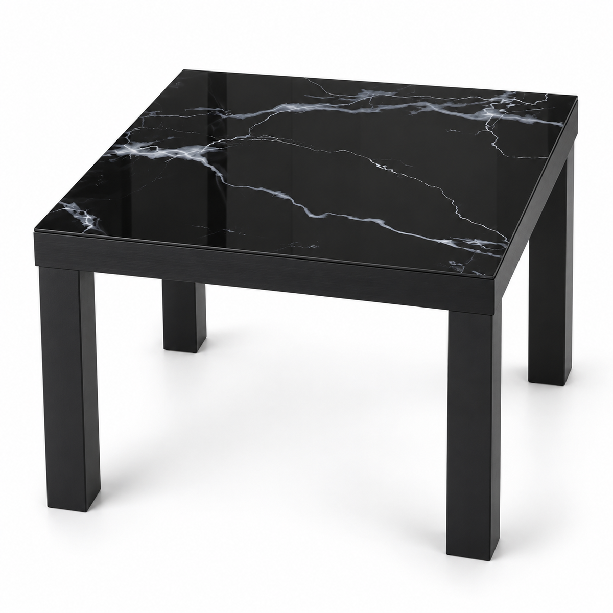 IKEA LACK Square Side Table with Black Marble-Effect Top – 55 × 55 × 45 cm
