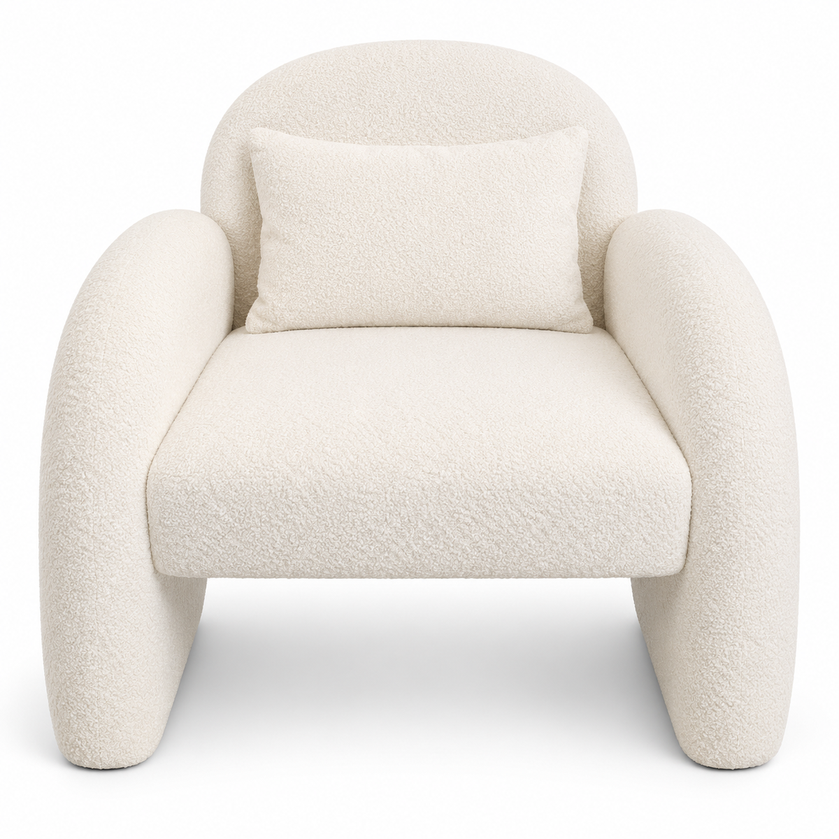 Fifty Five South Ozzero Ivory Bouclé Curved Armchair – 69 × 70 × 69 cm