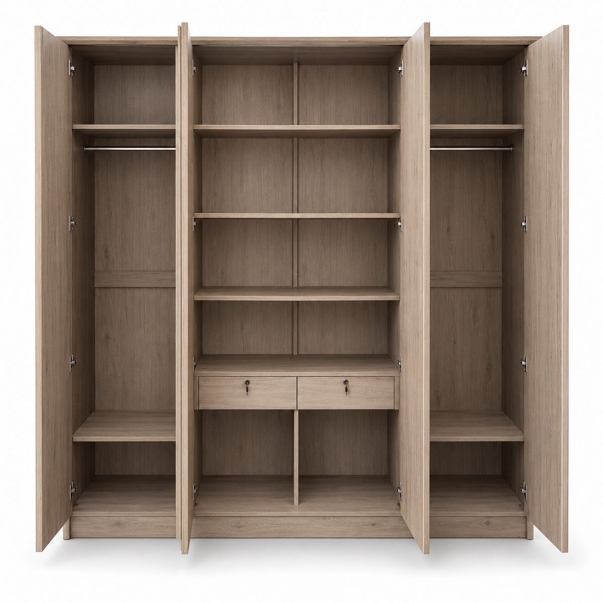 Home Centre Neptune 4-Door Wardrobe with 2 Drawers – Natural Oak – 175.6 × 58.5 × 210 cm