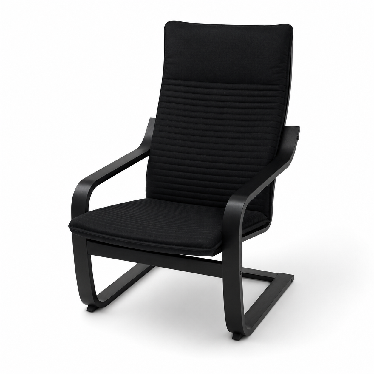 IKEA POÄNG Armchair with Knisa Black Cushion – Black-Brown – 68 × 83 × 100 cm