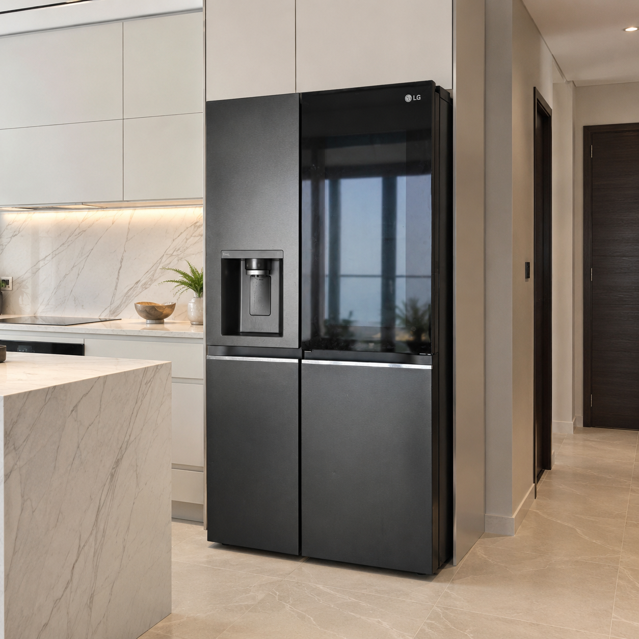 LG GR-X267CQES InstaView™ Side-by-Side Refrigerator – 617L – Matte Black