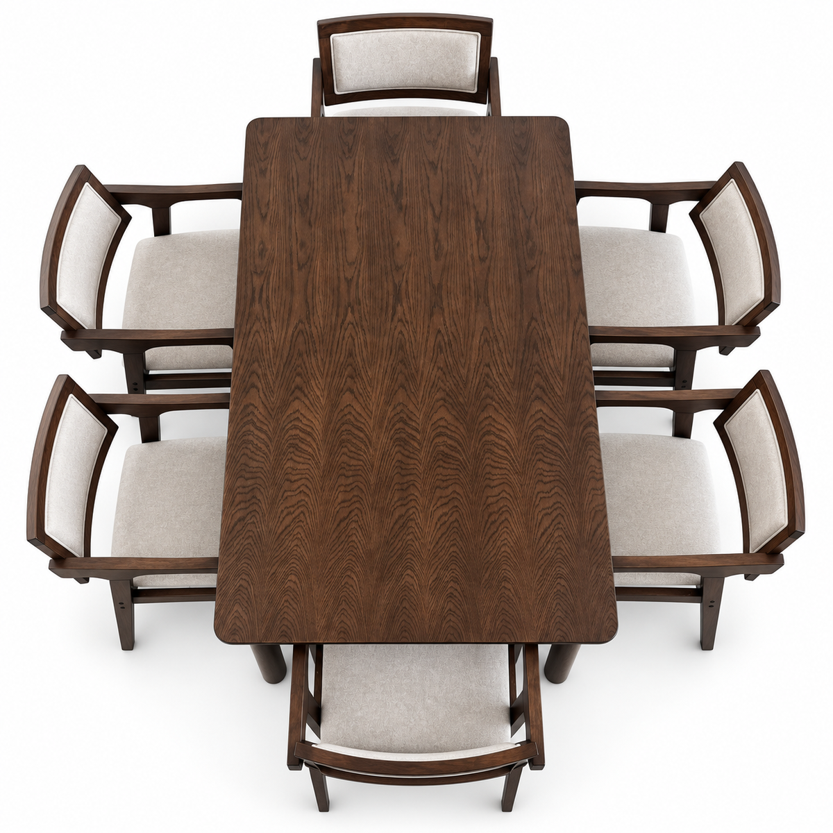 Home Centre 6-Seater Wooden Dining Set – Dark Walnut & Beige