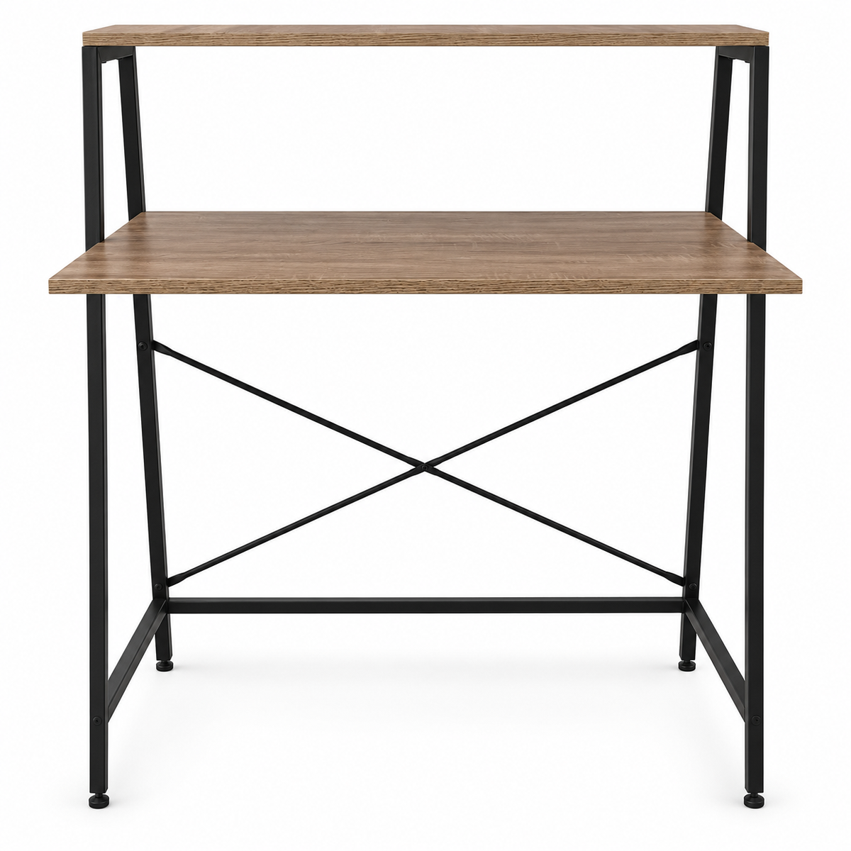 Home Box Movo Gallery Study Desk with Upper Shelf – Brown & Black – 100 × 60 cm