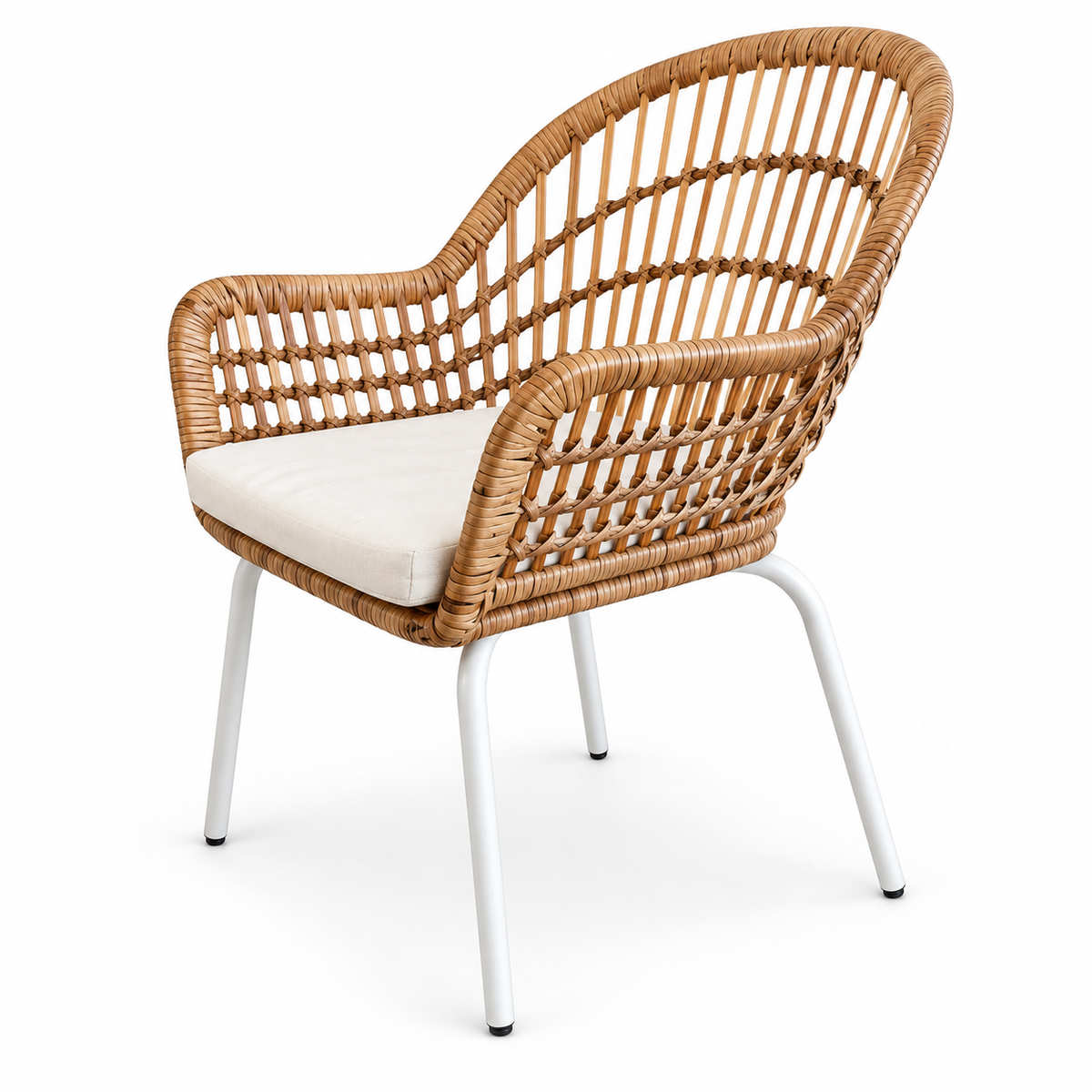 IKEA NILSOVE Chair with Armrests – Rattan / White