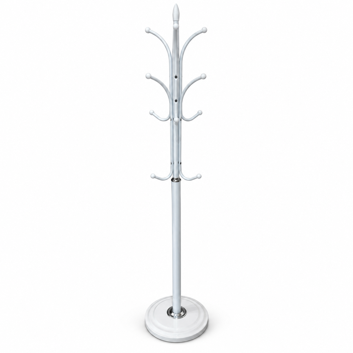 Aria Freestanding Metal Coat & Garment Stand with Multi-Hooks – White