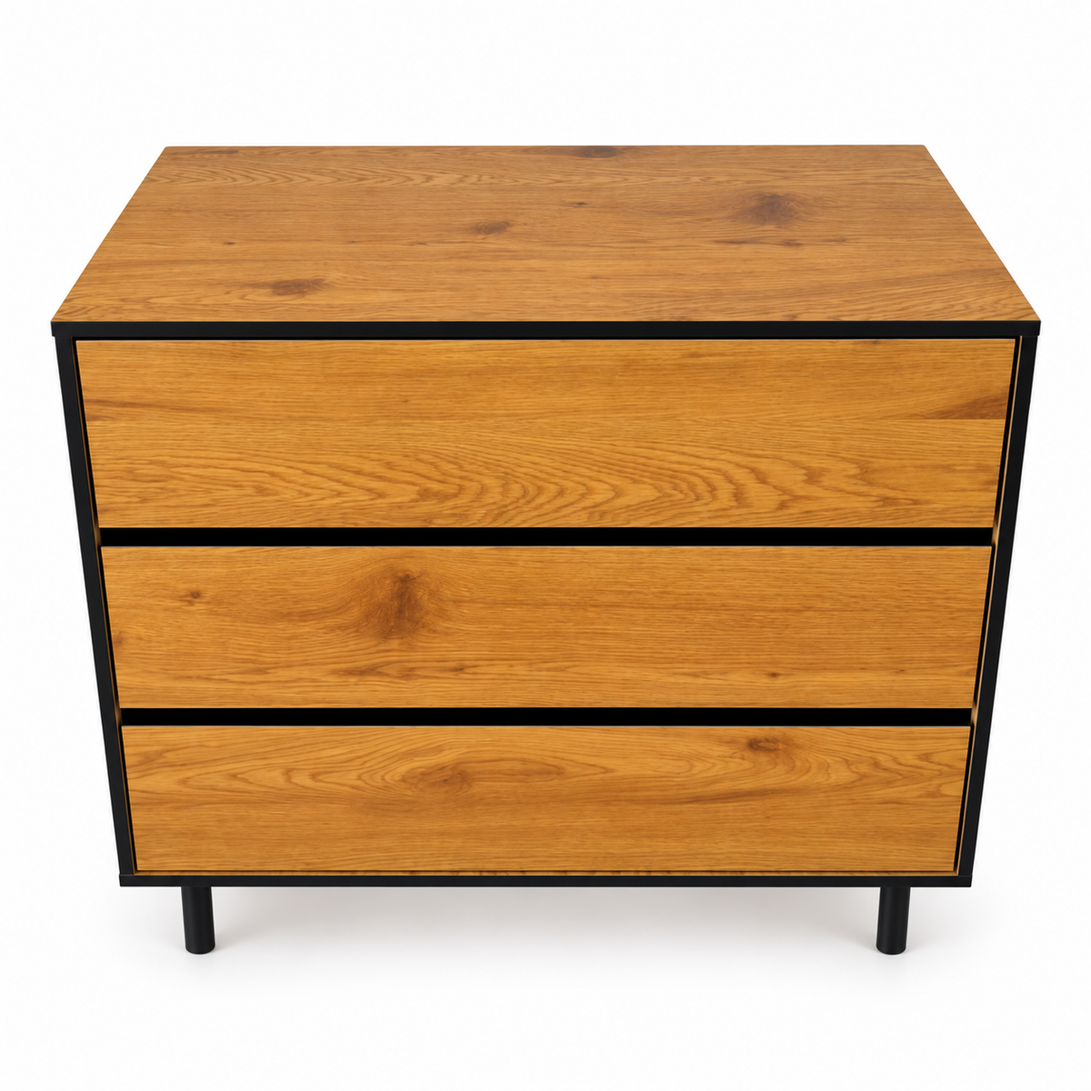 Home Centre Arch Chest of 3-Drawers – 98 × 40 × 78.5 cm – Oak & Black