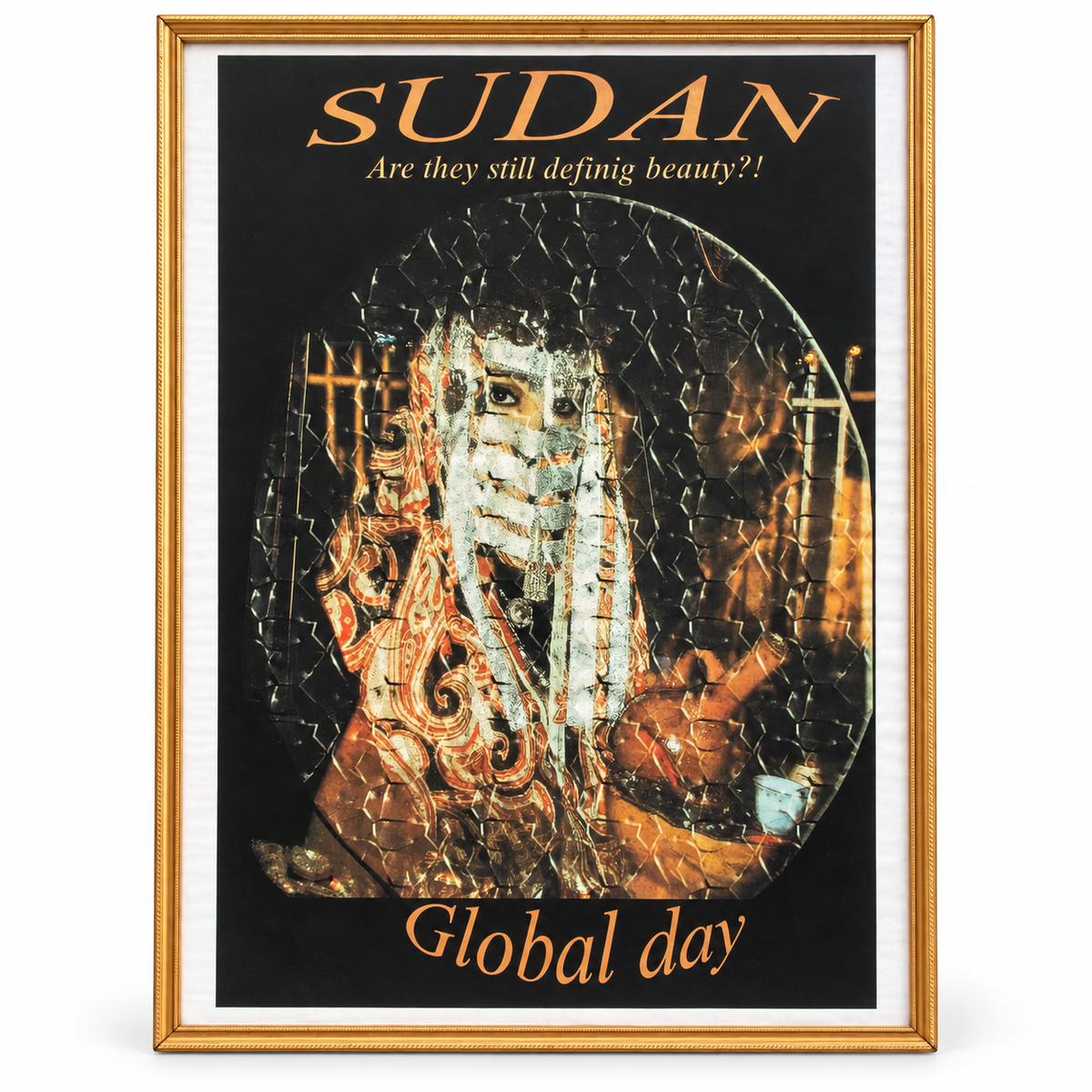 Sudan Cultural Art Framed Wall Poster – Gold Frame – Black & Bronze