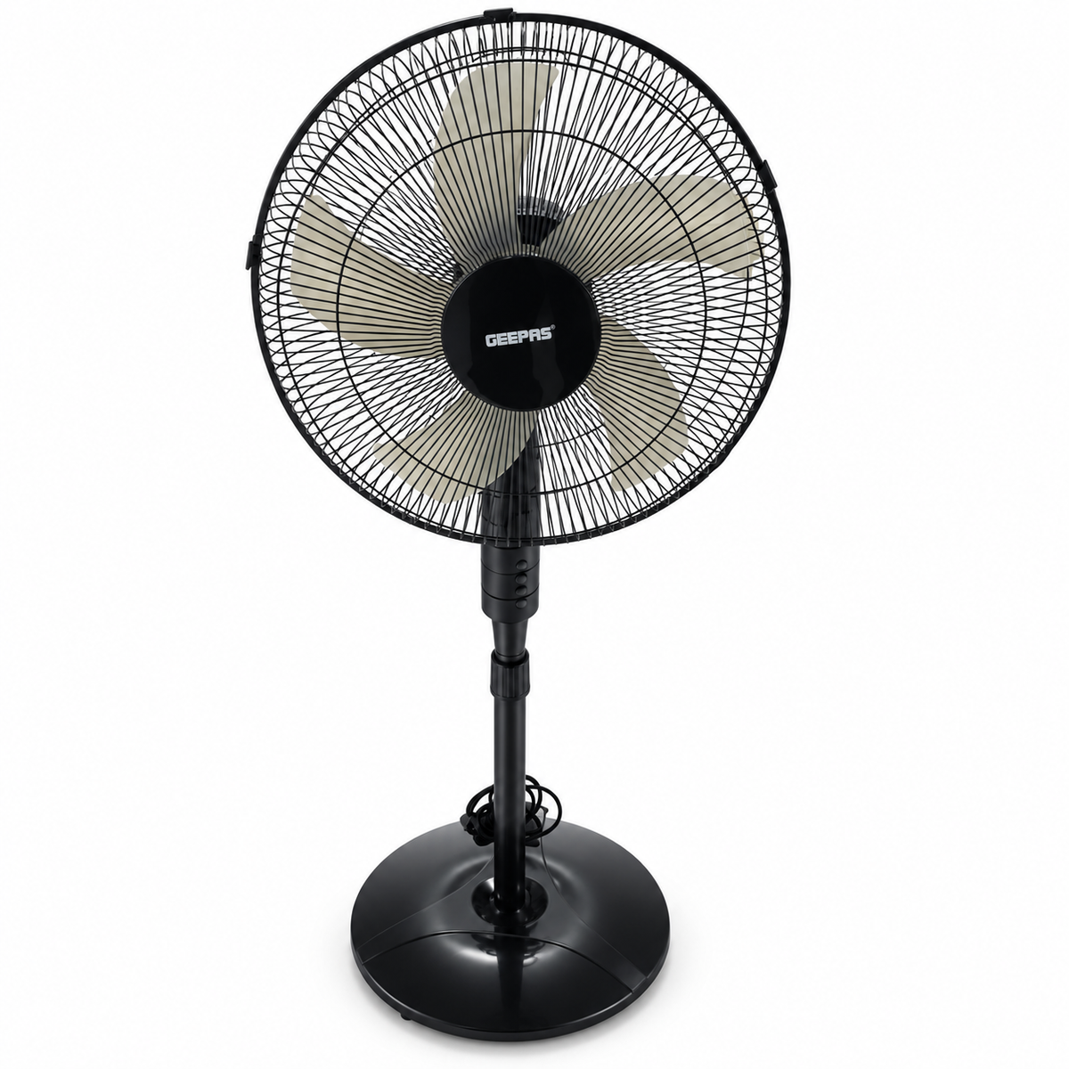 GEEPAS GF9489 16-Inch Stand Fan with Remote Control – 60W – Black