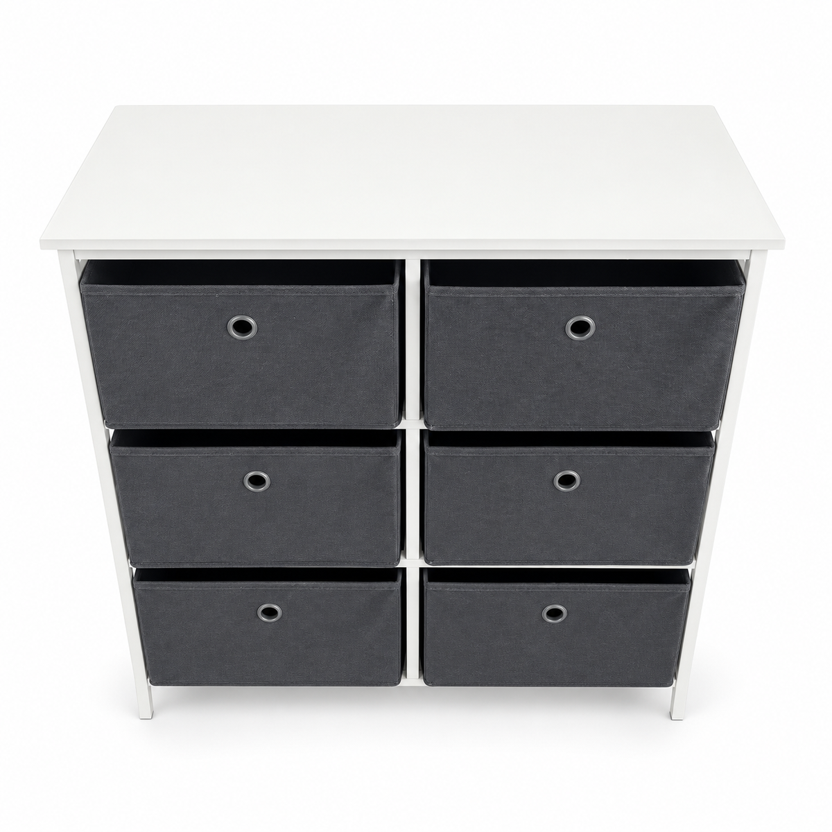 YITAHOME 6-Drawer Fabric Storage Dresser – 80 × 29 × 79 cm – White & Dark Grey
