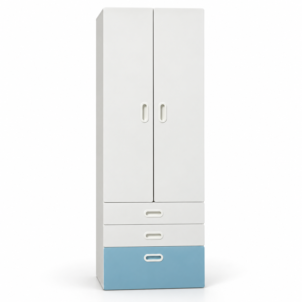 Home Centre 2-Door Wardrobe with 3 Drawers – White & Light Blue