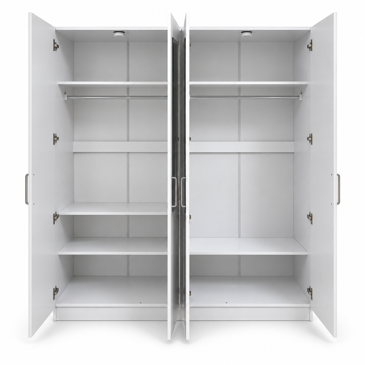 Home Box Oro 4-Door Wardrobe with 2 Mirrors – White – 182 × 60 × 216 cm