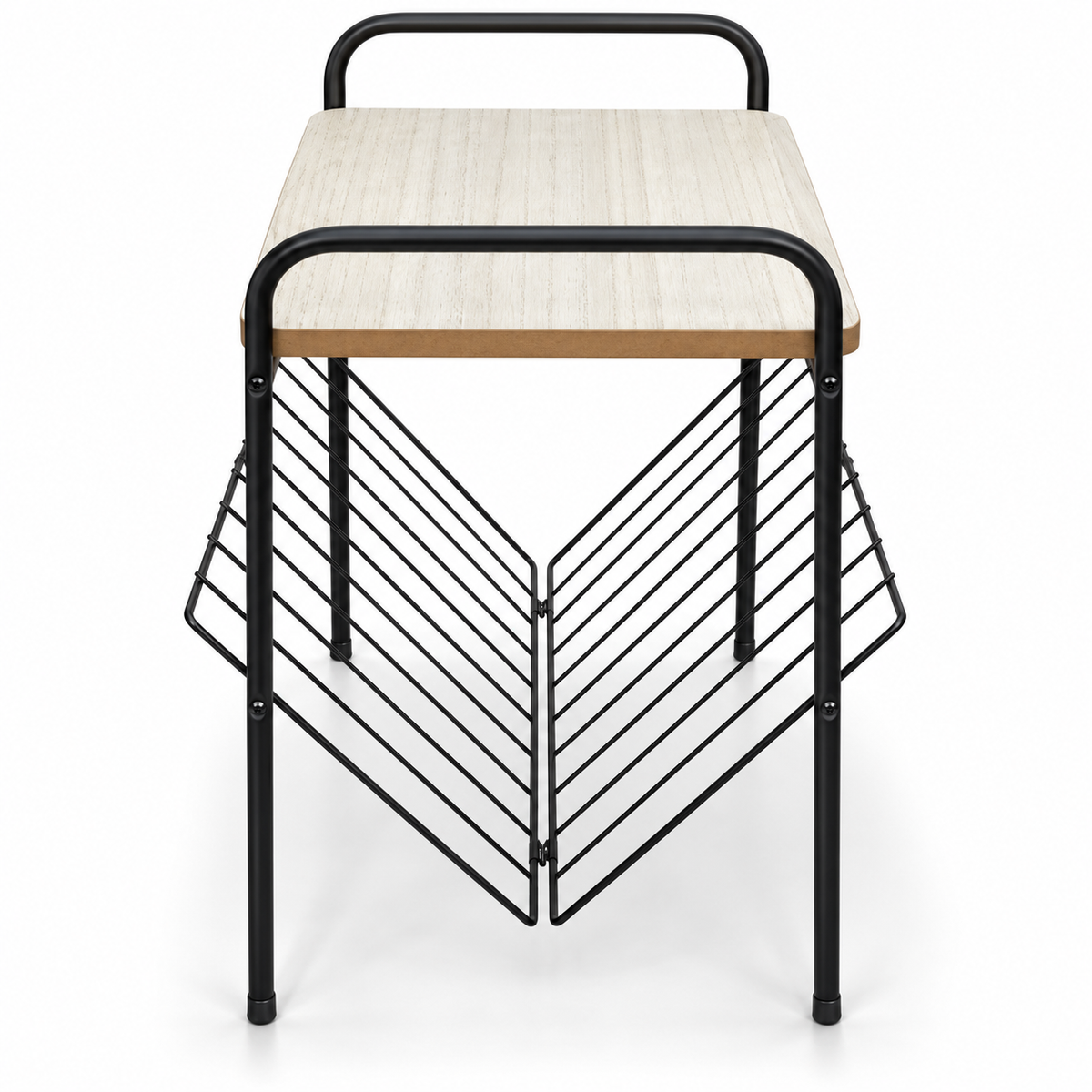 Home Box Modern Side Table with V-Shaped Magazine Rack – Whitewashed Oak & Black