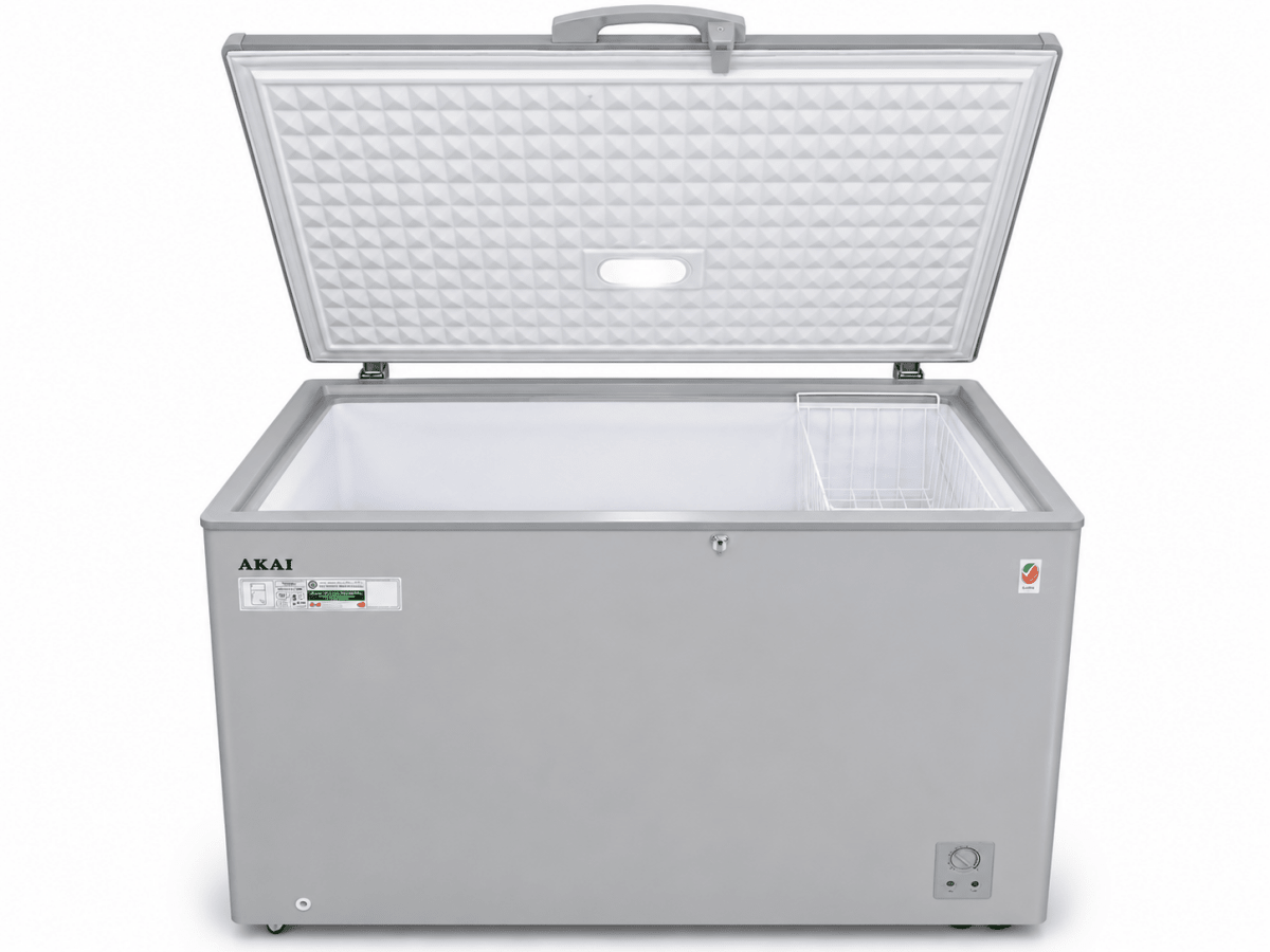 AKAI CFMA-ESS34R6WB Chest Freezer | 420L Net, 766.5L Gross, Silver - Al Thahani Furniture