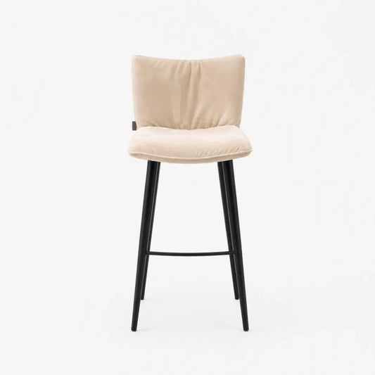 Bar Stool |, Black Metal Frame, 76 cm Seat Height - used 5 months - Al Thahani Furniture