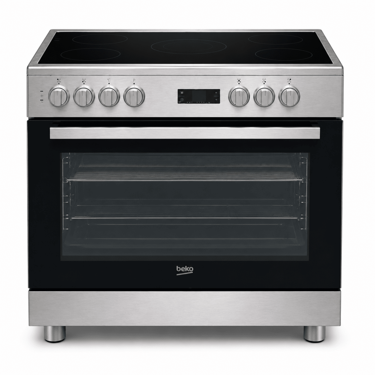 Beko GM17300GXNS 90x60cm Freestanding Ceramic Electric Cooker | Stainless Steel & Black Glass - used 7 months - Al Thahani Furniture