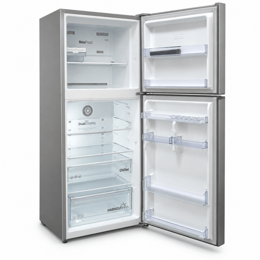 Beko RDNT401XS 409L Top-Mount Fridge Freezer – Brushed Silver – 172 × 66 × 70 cm - Al Thahani Furniture