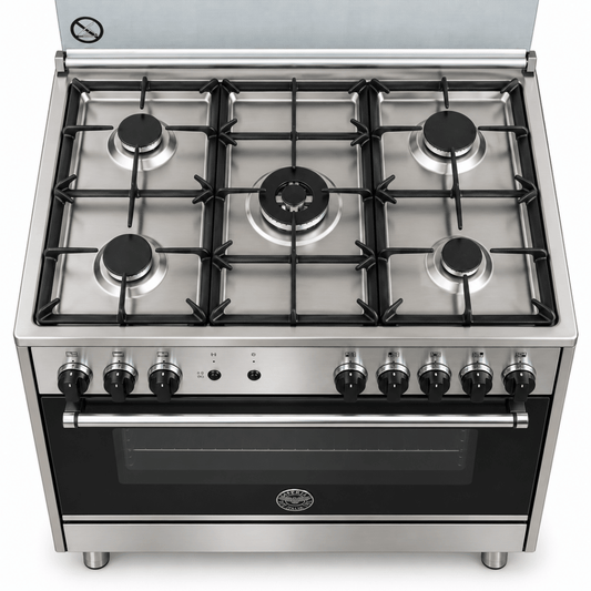 Bertazzoni 90 cm 6-Burner Gas Cooker with Oven – Stainless Steel - Al Thahani Furniture