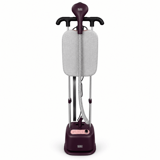 BLACK+DECKER GSTD2450-B5 2400W Twin Pole Garment Steamer with Ironing Board – Burgundy - Al Thahani Furniture