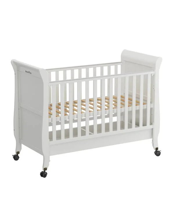Bonfino Dream Luxe White Cot / Rocking Bed with Swivel Wheels - althahanifurniture