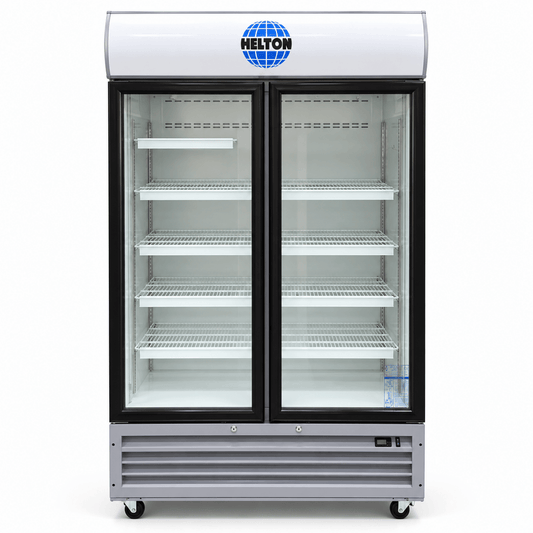 Celsius TSB2CF27 900L Double-Door Commercial Display Chiller – Silver – HELTON Branded - Al Thahani Furniture
