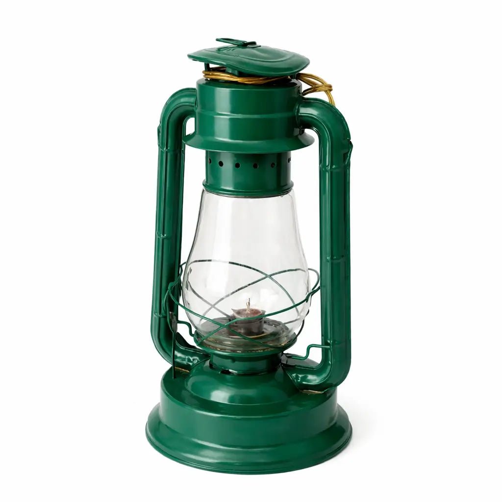 Classic Green Hurricane Lantern – Traditional Kerosene/Oil Lamp(Used – 1 Year, Excellent Condition) - althahanifurniture