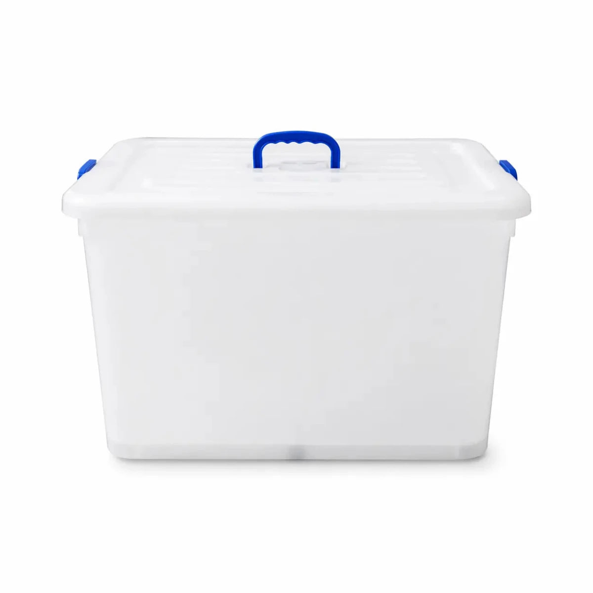 Clear Plastic Storage Box with Lid & Blue Handles – used 1 Months - althahanifurniture