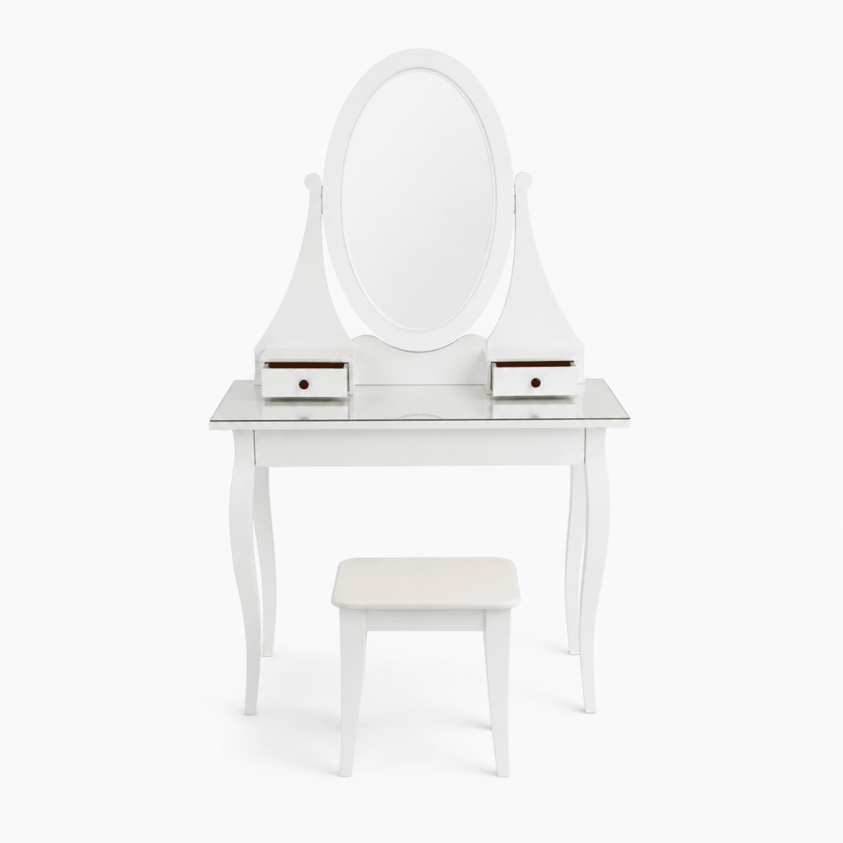 Complete King Bedroom Set with IKEA Mattress, Storage Drawers, Bedside Tables, Dressing Table & Stool | White, 180x200 cm - Al Thahani Furniture