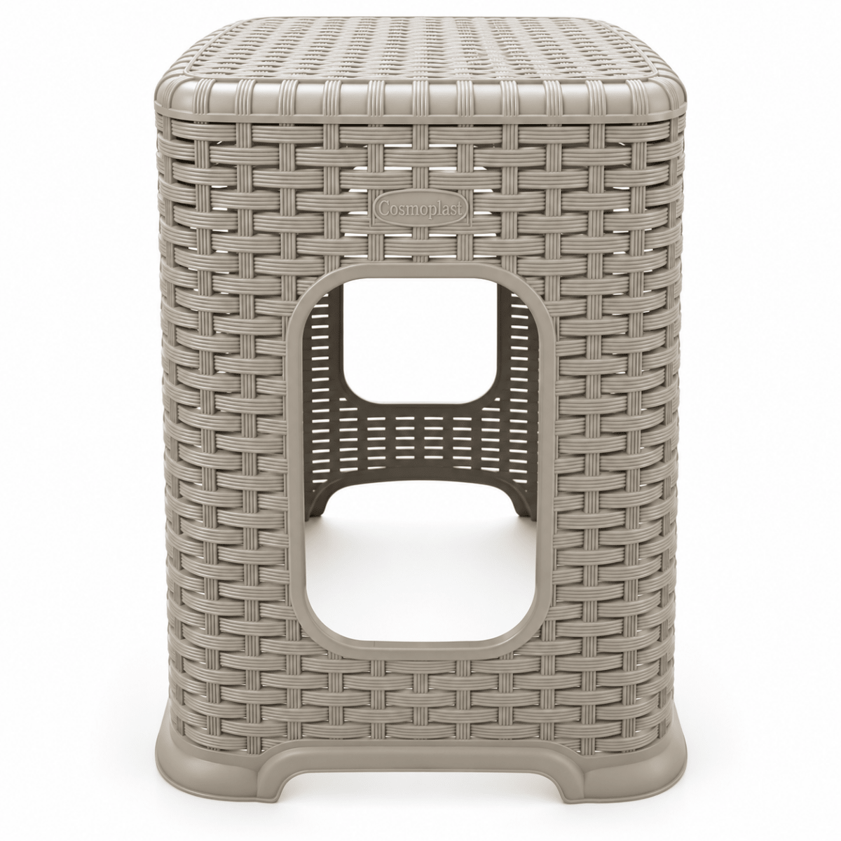 Cosmoplast Cedarattan High Stool – 29 × 29 × 45 cm – Grey - Al Thahani Furniture
