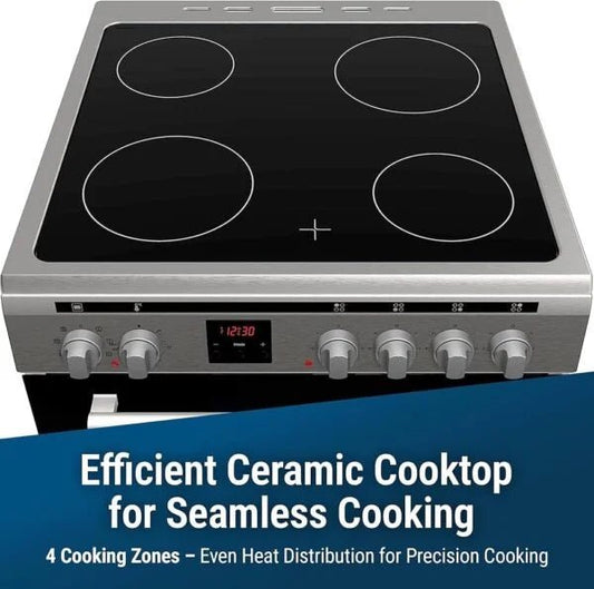 Daewoo 60x60cm Freestanding Electric Cooker | Ceramic Hob & 65L Fan Oven - althahanifurniture