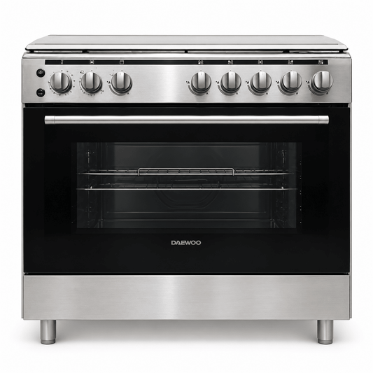 Daewoo DGC-S965M 90 cm 5-Burner Freestanding Gas Cooker – Stainless Steel - Al Thahani Furniture