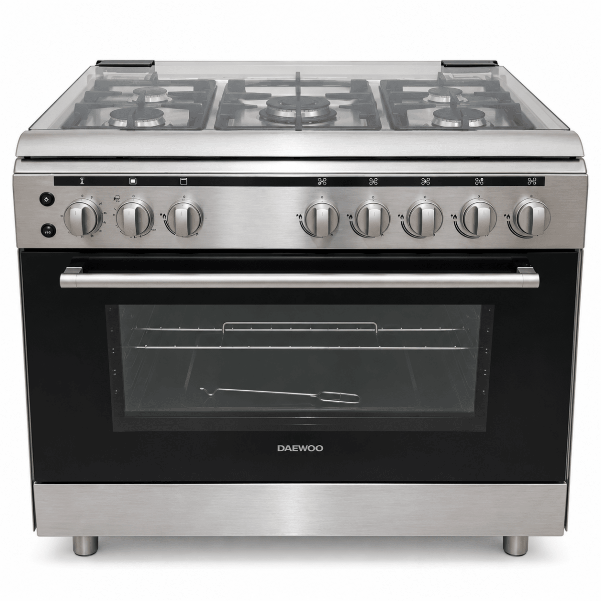 Daewoo DGC-S965M 90 cm 5-Burner Freestanding Gas Cooker – Stainless Steel - Al Thahani Furniture