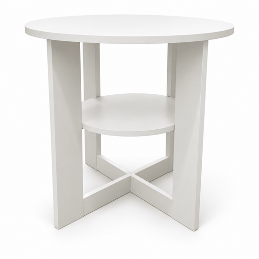 Danube Home Alba Round Side Table with Lower Shelf – 50 × 50 × 55 cm – White - Al Thahani Furniture