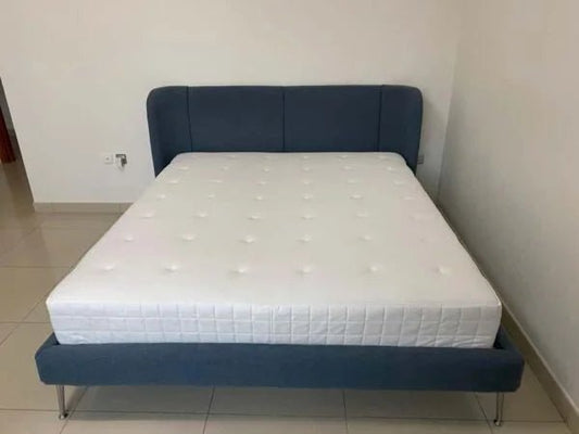 Danube King Bed & Premium Mattress Set | Navy Blue Upholstered | 180x200cm - althahanifurniture