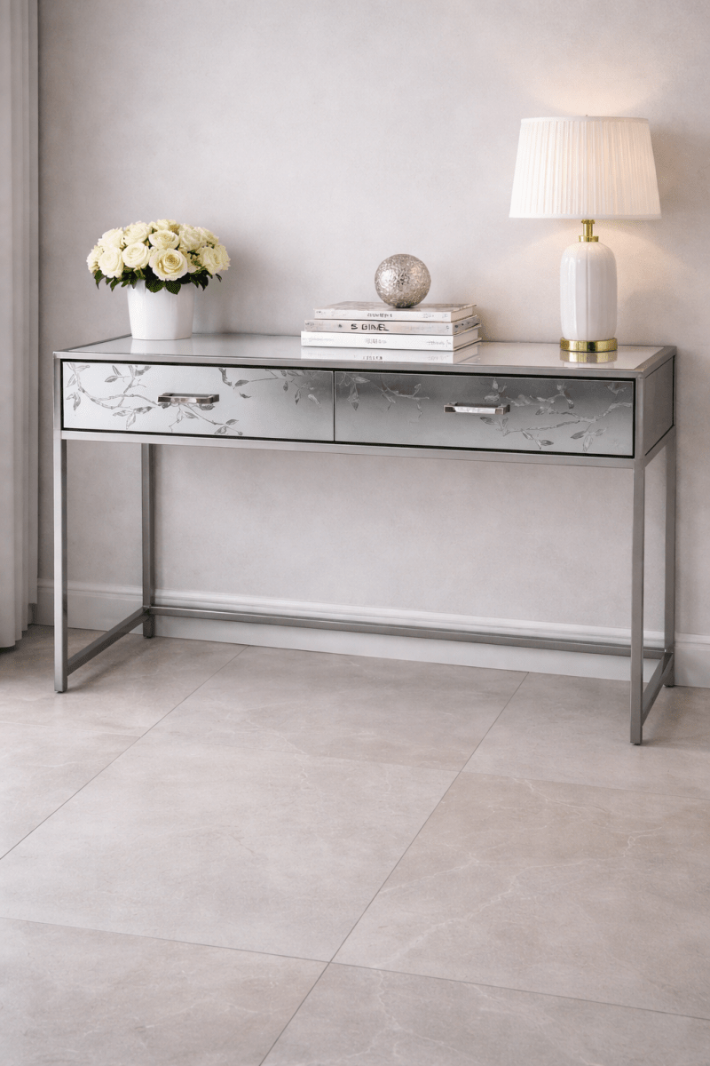 Danube Modern Bed Set – Grey Velvet Upholstery with Mirrored Nightstands – 180x200 cm - althahanifurniture