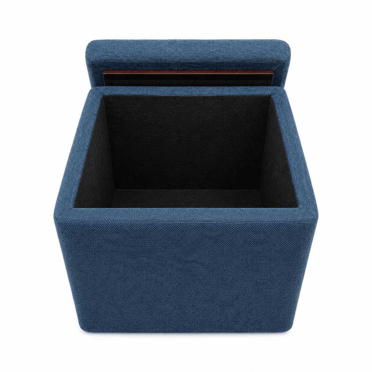 Dark Blue Fabric Storage Ottoman | Reversible Tray Lid - used 4 months - Al Thahani Furniture