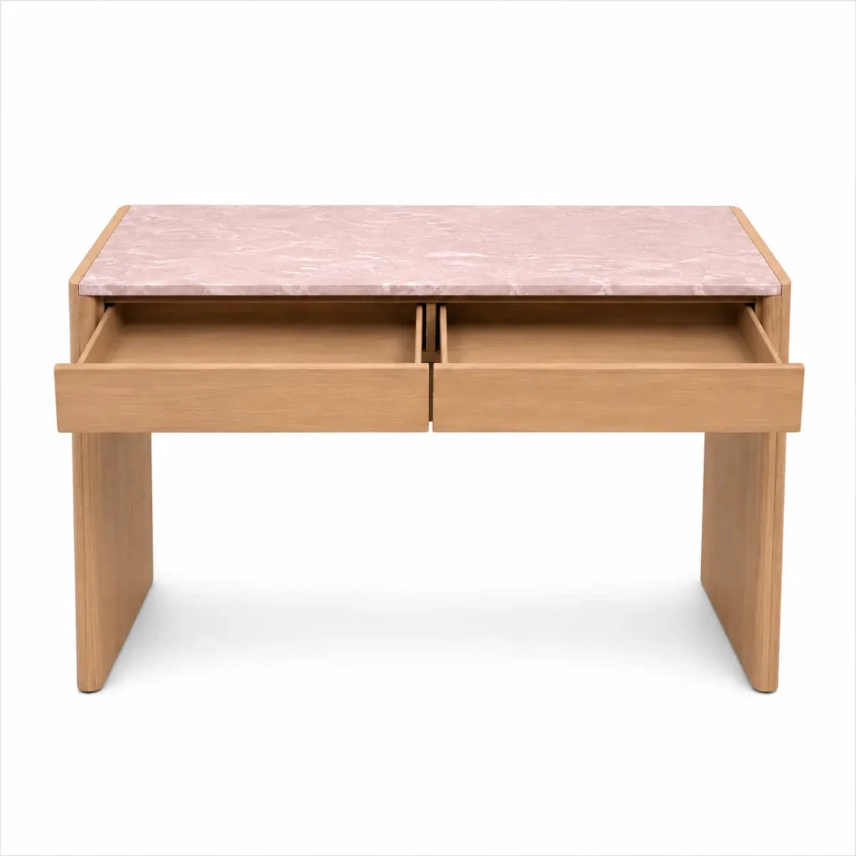 Elsie Marble Desk | Ocean Marble/Travertine & Ash Veneer - used 4 months - Al Thahani Furniture