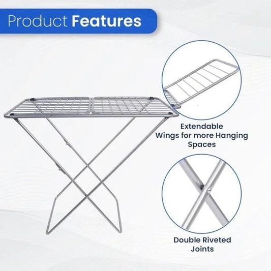 Foldable Aluminum Clothes Drying Rack with Wings | Large Capacity - althahanifurniture