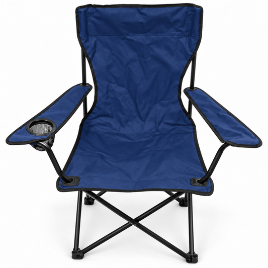Foldable Camping Chair with Armrests & Cup Holder – Navy Blue & Black - Al Thahani Furniture
