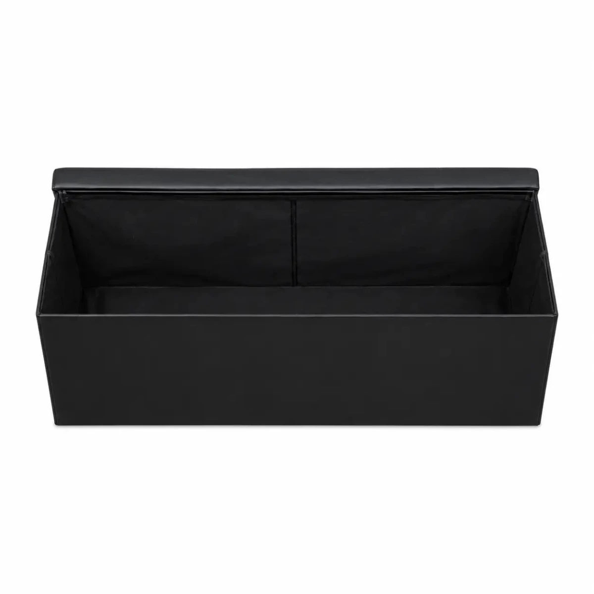 Folding Storage Ottoman Bench | Black Faux Leather, Tufted - used 2 months - Al Thahani Furniture