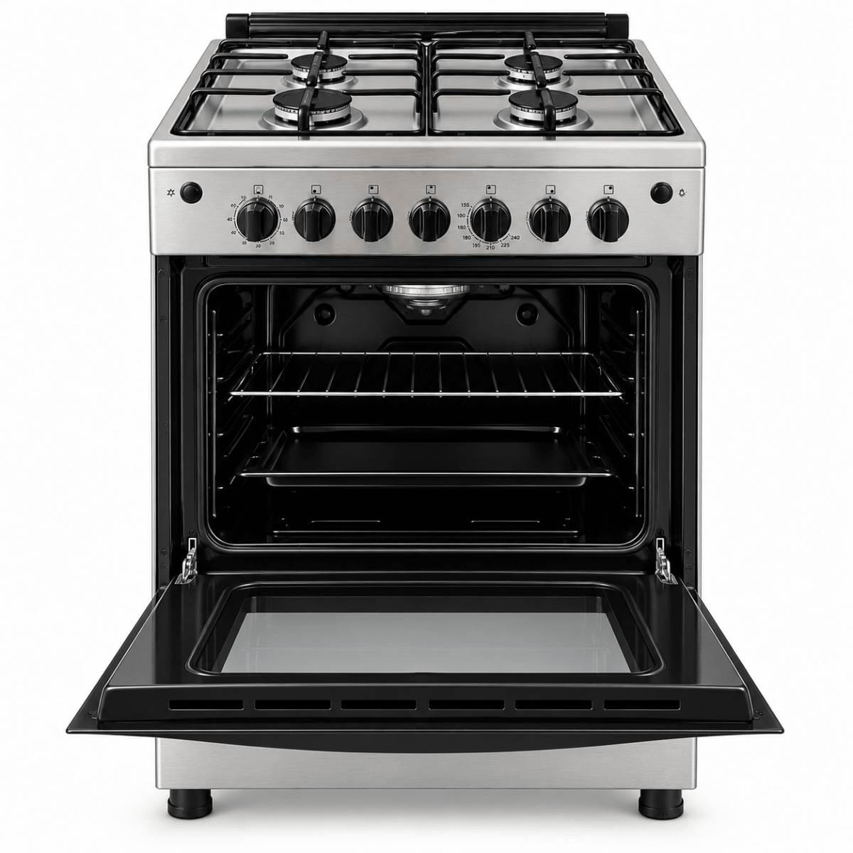 Frigidaire 4-Burner Gas Cooker with 72L Oven – Stainless Steel – 60 × 60 cm - Al Thahani Furniture