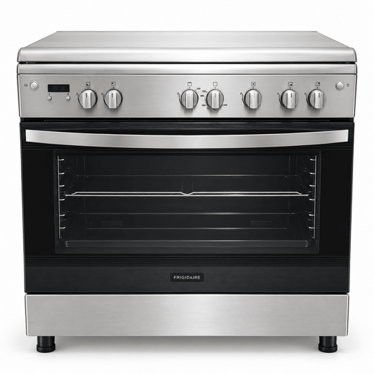 Frigidaire FNGE90JGRS 90cm 5-Burner Gas Cooker with 127L Fan Oven – Stainless Steel - Al Thahani Furniture