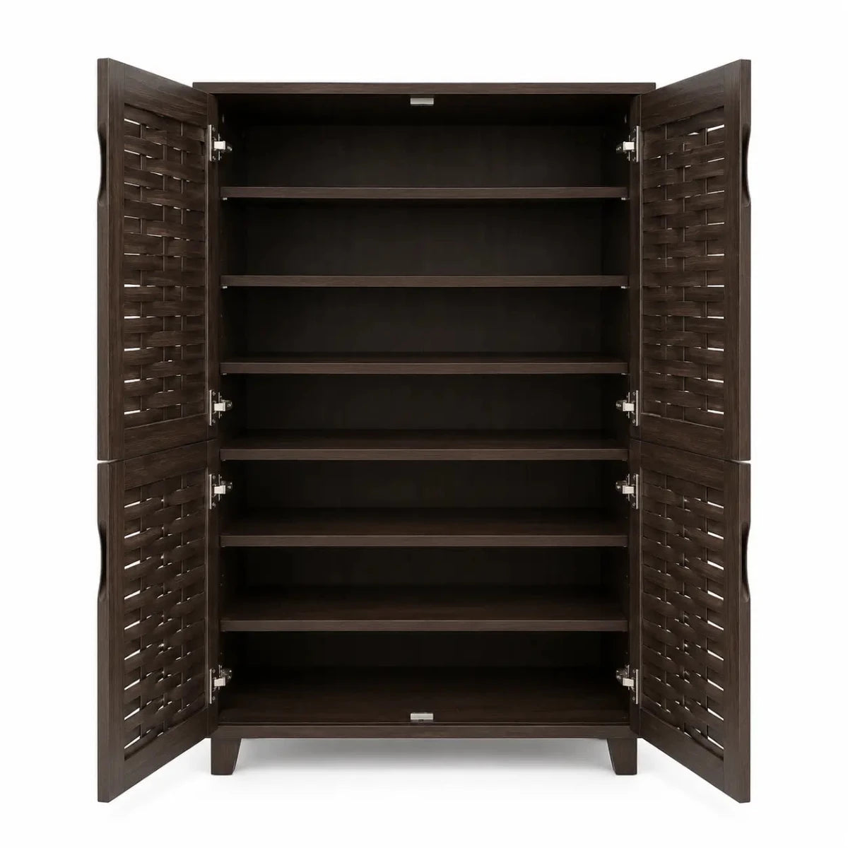 Galaxy Design 4-Door Wooden Shoe Rack & Organizer | Dark Brown, 75x37x132 cm - used 6 months - Al Thahani Furniture